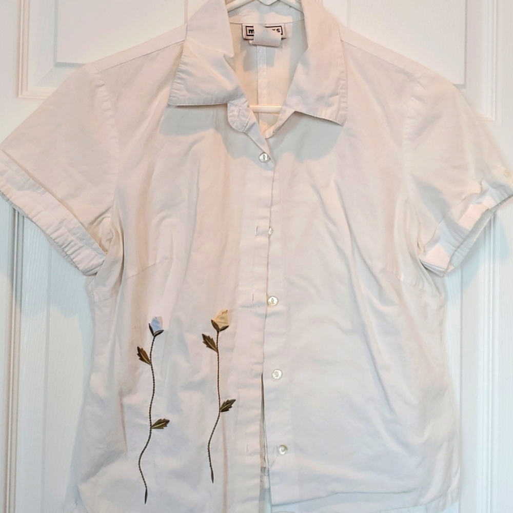 Mirrors embroidered flowers shirt, Small